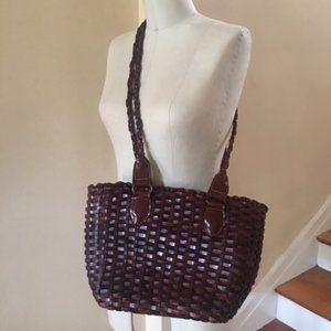 EUC Casual Woven Boho Style Genuine Leather Bag
